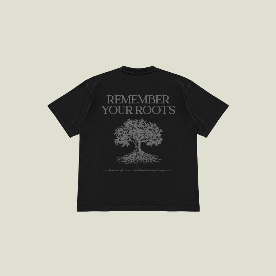 Remember your Roots Oversized Lux Tee in Black —