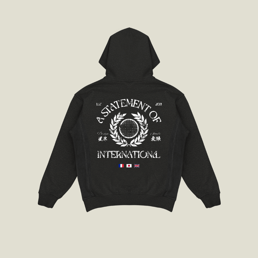 International Reverse Weave Hoodie in Black —